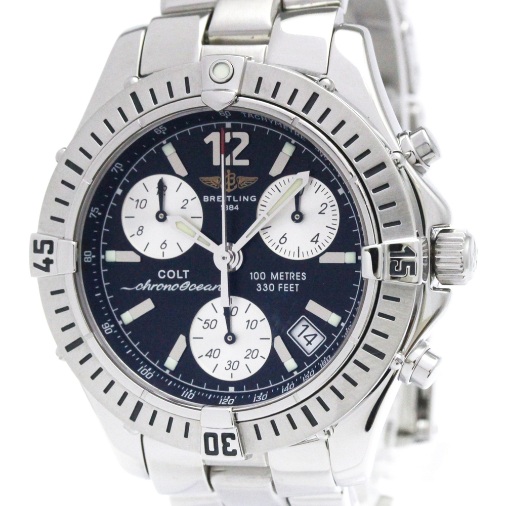 BREITLING Colt Chrono Ocean Steel Quartz Mens Watch A53350 Polished